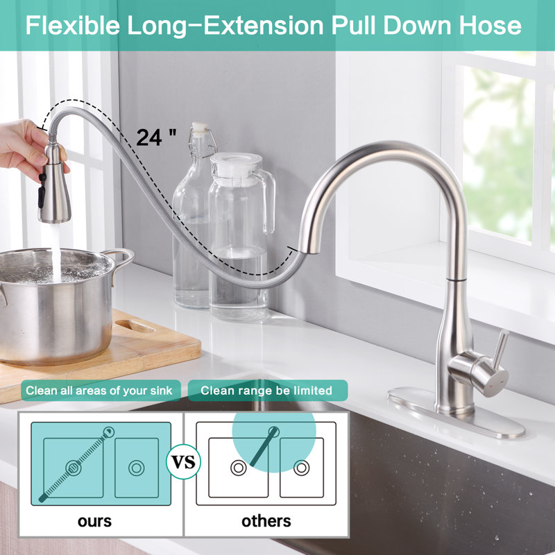 ARRISEA Pull Down Kitchen Faucet Wayfair